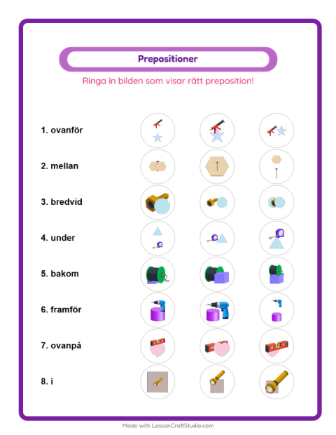 Prepositioner – Verktyg