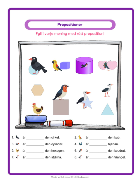 Prepositioner – Fåglar 2