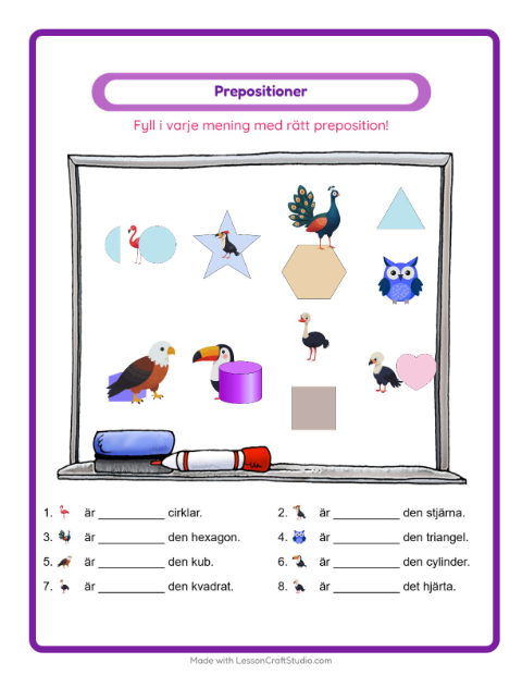 Prepositioner – Fåglar