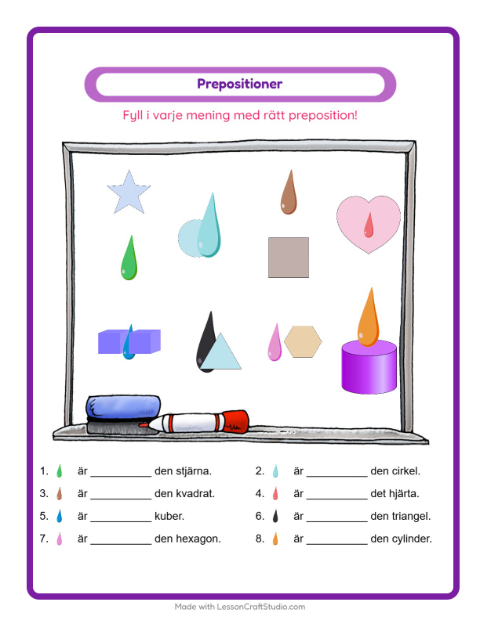 Prepositioner – Färger