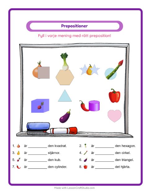 Prepositioner – Grönsaker