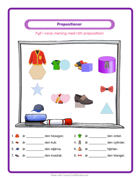 Prepositioner – Kläder