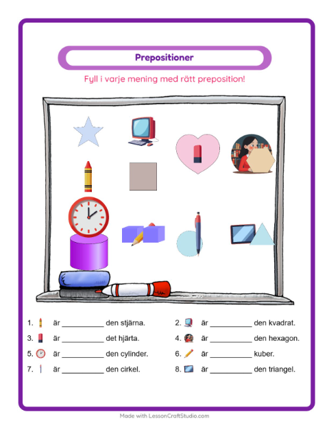 Prepositioner – Klassrum