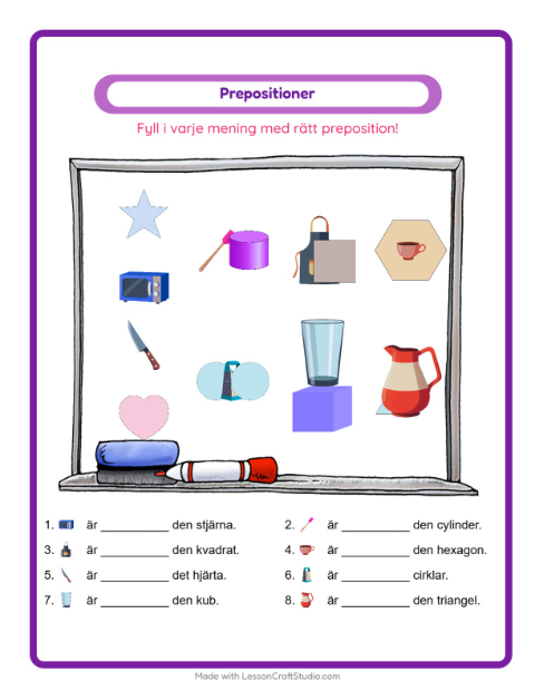 Prepositioner – Köksredskap