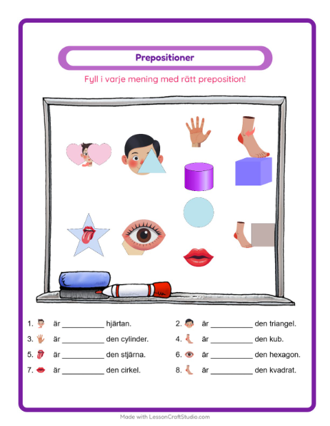 Prepositioner – Kroppsdelar