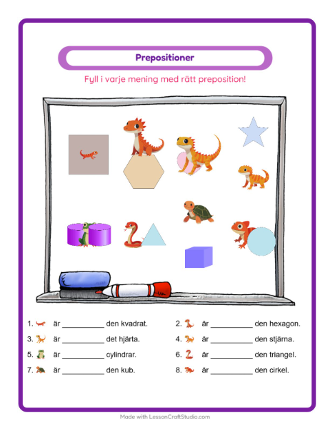 Prepositioner – Reptiler och groddjur