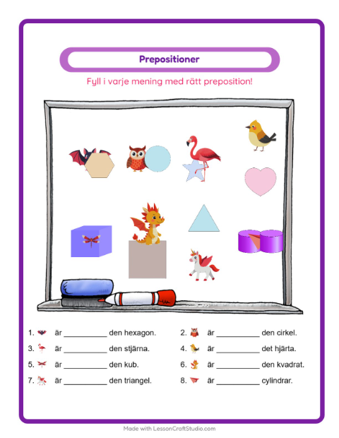 Prepositioner – Saker som flyger