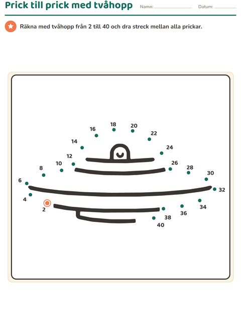 Förhandsvisning av Prick till prick-arbetsblad för Årskurs 1