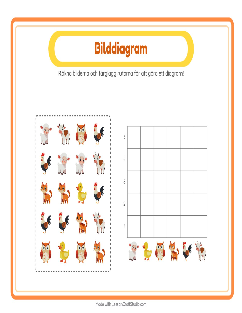 Förhandsvisning av Räkna och fyll i diagrammet: Bondgårdsdjur