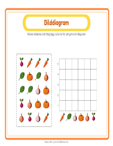 Förhandsvisning av Räkna och fyll i diagrammet: Grönsaker