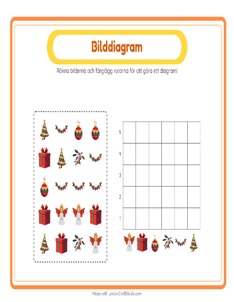 Förhandsvisning av Räkna I Diagram-arbetsblad med Jul för Förskoleklass