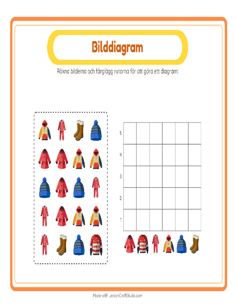 Förhandsvisning av Räkna och fyll i diagrammet: Kläder