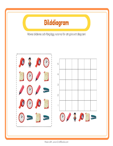 Förhandsvisning av Räkna I Diagram-arbetsblad med Klassrum för Förskoleklass