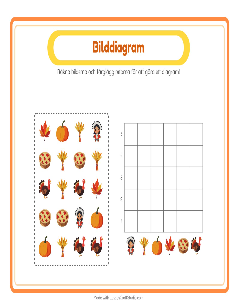 Förhandsvisning av Räkna och fyll i diagrammet: Thanksgiving