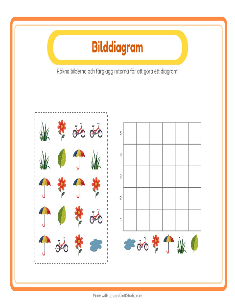 Förhandsvisning av Räkna I Diagram-arbetsblad med Vår för Förskoleklass