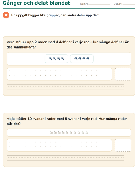 Förhandsvisning av Räknehändelser-arbetsblad med Djur för Årskurs 3