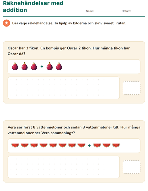 Räknehändelser med addition