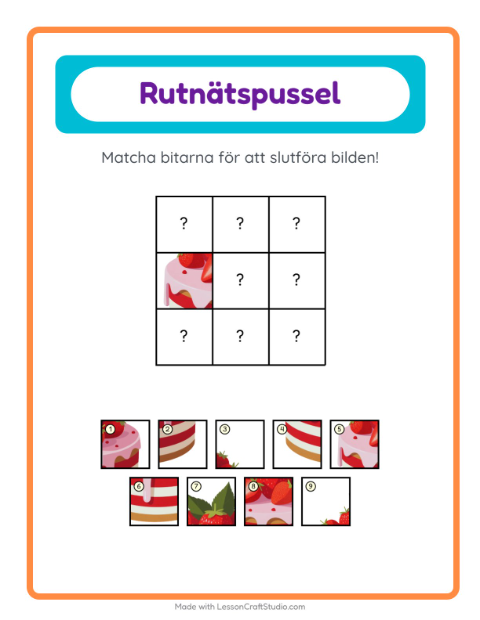 Förhandsvisning av Rutmatchning-arbetsblad med 4 juli för Förskoleklass