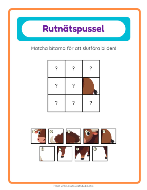 Bildrutnät – Djurparksdjur