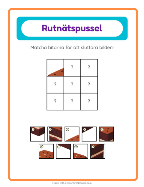 Bildrutnät – Efterrätter och godis