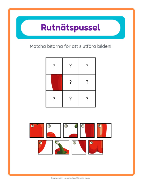 Bildrutnät – Grönsaker