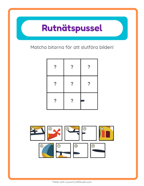 Förhandsvisning av Bildrutnät med leksaker – arbetsblad för förskolan