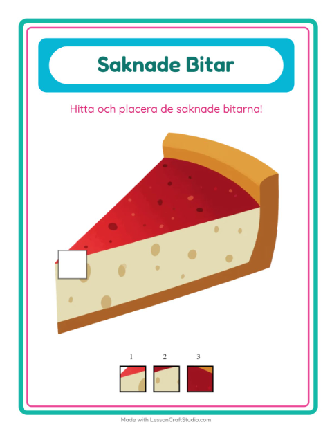 Förhandsvisning av Saknade Bitar-arbetsblad med Bageri för Förskoleklass