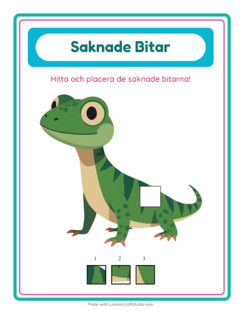 Förhandsvisning av Saknade Bitar-arbetsblad med Husdjur för Förskoleklass