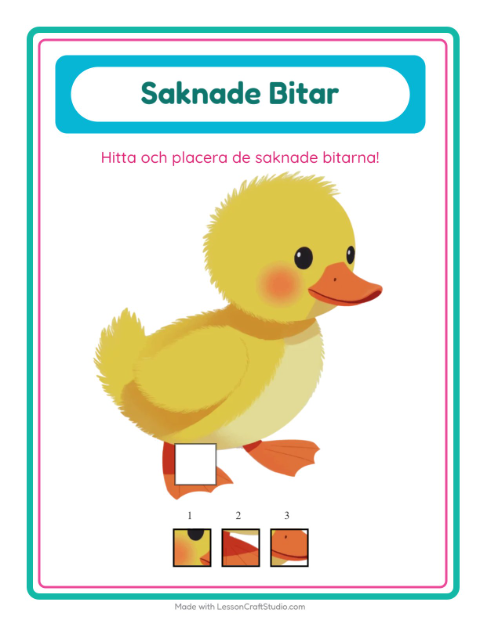 Förhandsvisning av Saknade Bitar-arbetsblad med Påsk för Förskoleklass
