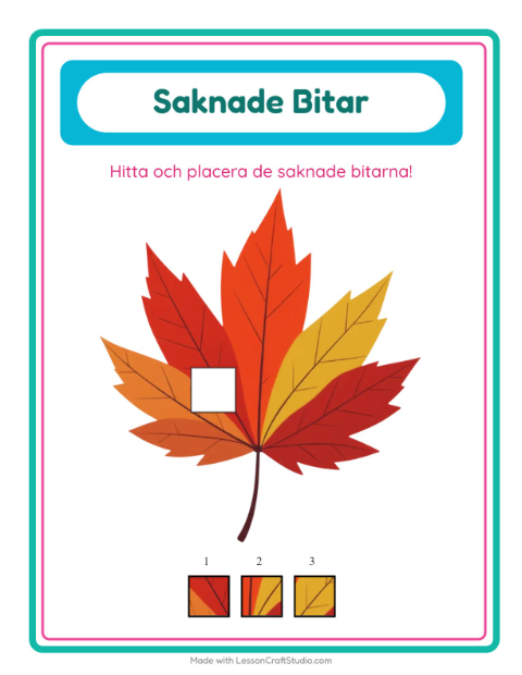 Förhandsvisning av Saknade Bitar-arbetsblad med Thanksgiving för Förskoleklass