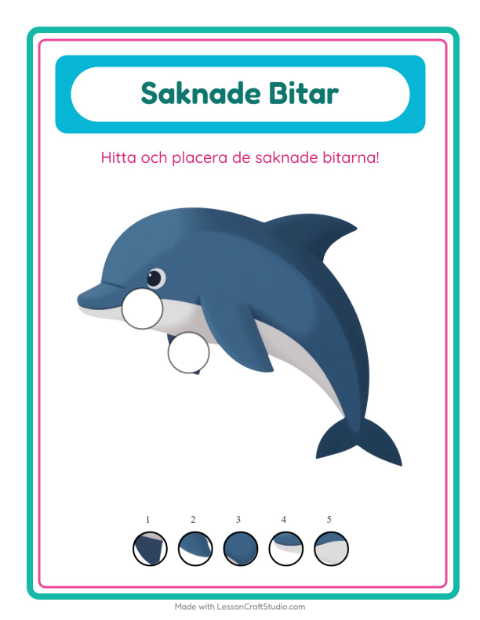 Förhandsvisning av Hitta de saknade bitarna med djur – arbetsblad för förskolan