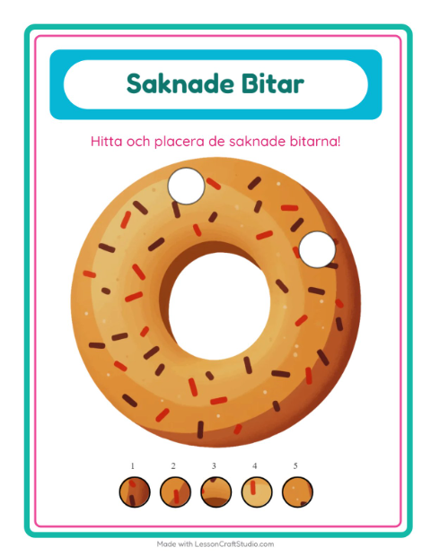 Förhandsvisning av Saknade Bitar-arbetsblad med Frukost för Förskoleklass