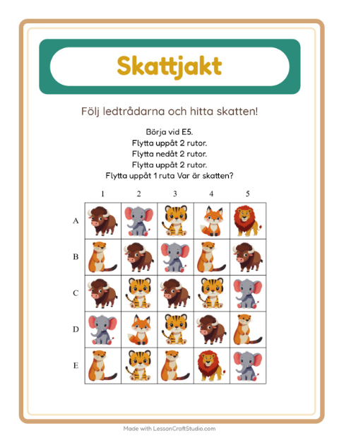 Skattjakt pilar – Djurparksdjur