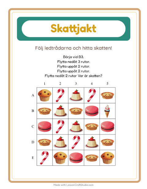 Skattjakt pilar – Efterrätter och godis