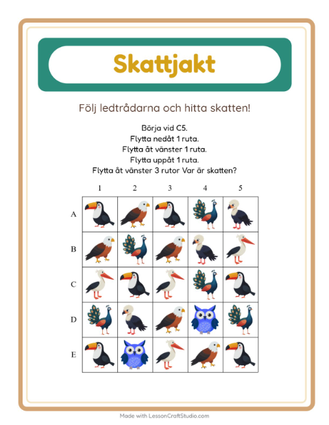 Skattjakt pilar – Fåglar