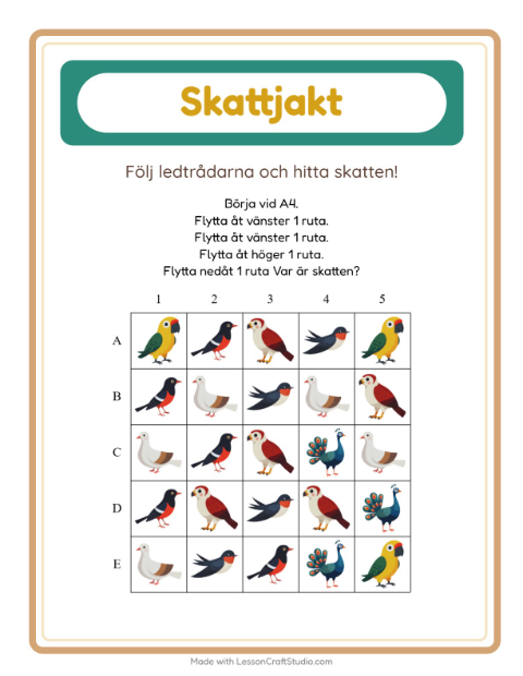 Skattjakt pilar – Fåglar 2