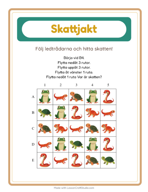 Skattjakt pilar – Reptiler och groddjur