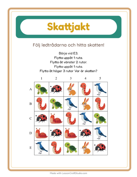 Skattjakt pilar – Skogsdjur