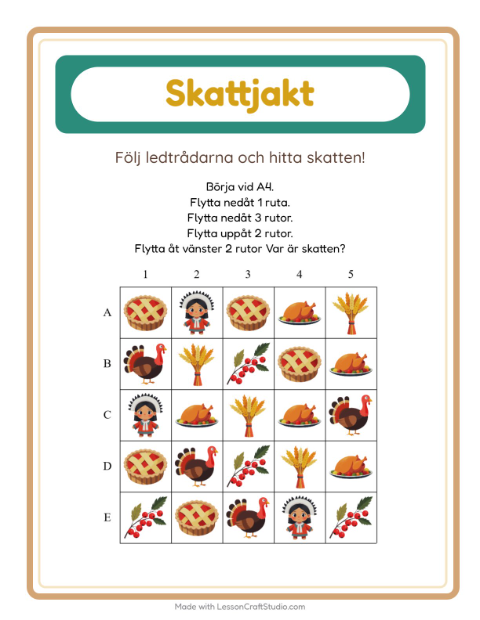 Skattjakt pilar – Thanksgiving