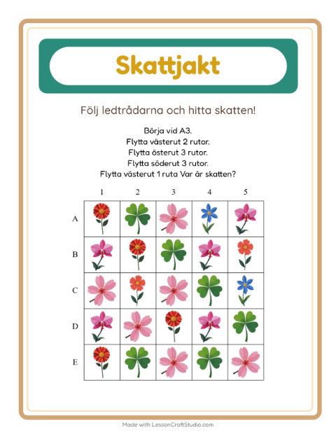 Skattjakt kompass – Blommor