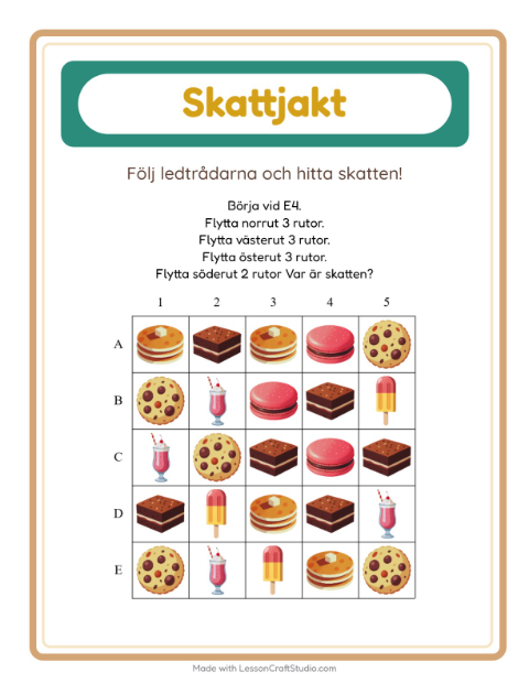 Skattjakt kompass – Efterrätter och godis
