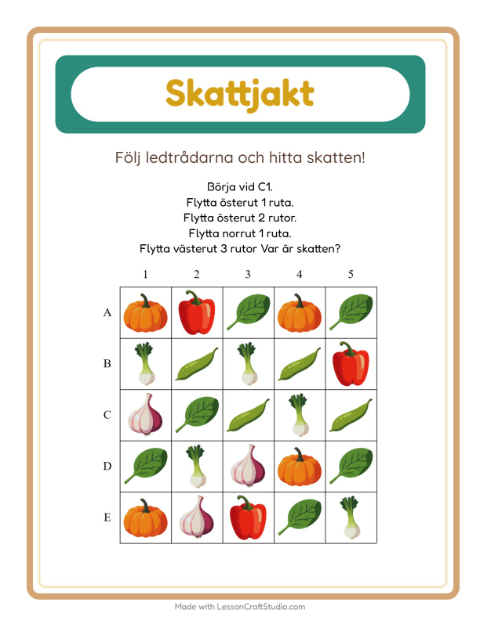 Skattjakt kompass – Grönsaker