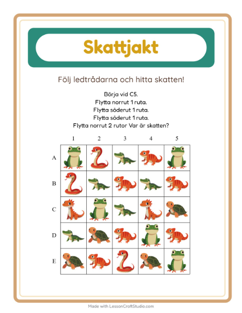 Skattjakt kompass – Reptiler och groddjur