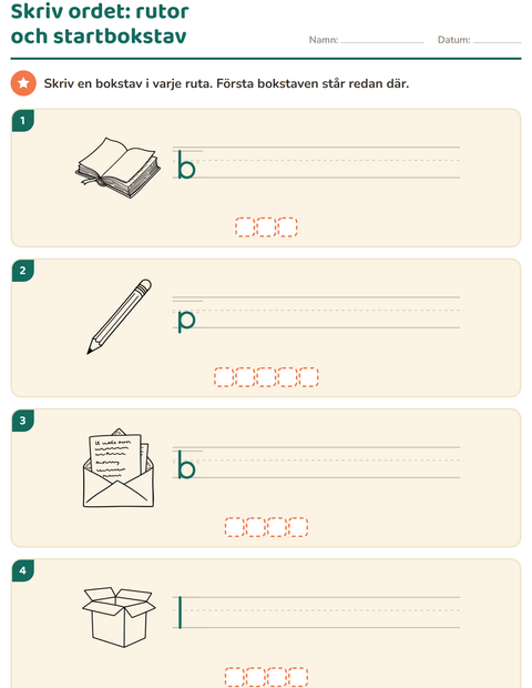 Förhandsvisning av Skriv ordet-arbetsblad med Utbildning SV för Årskurs 1