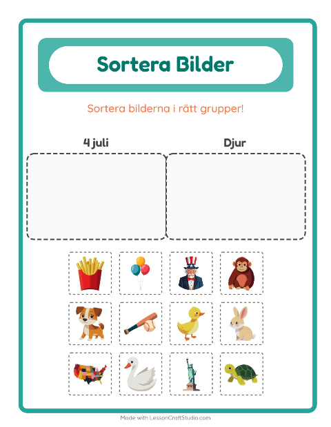 Bildsortering: 4 juli och Djur