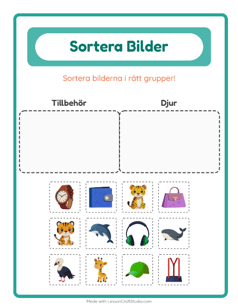 Bildsortering: Tillbehör och Djur