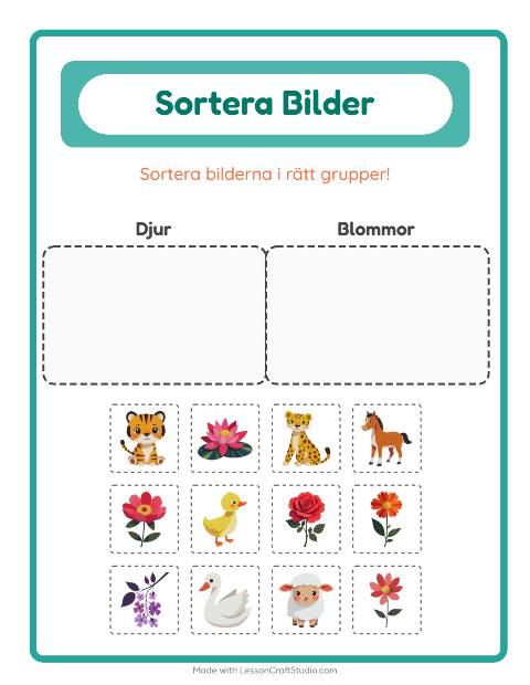 Bildsortering: Djur och Blommor