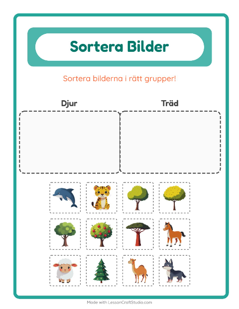 Bildsortering: Djur och Träd