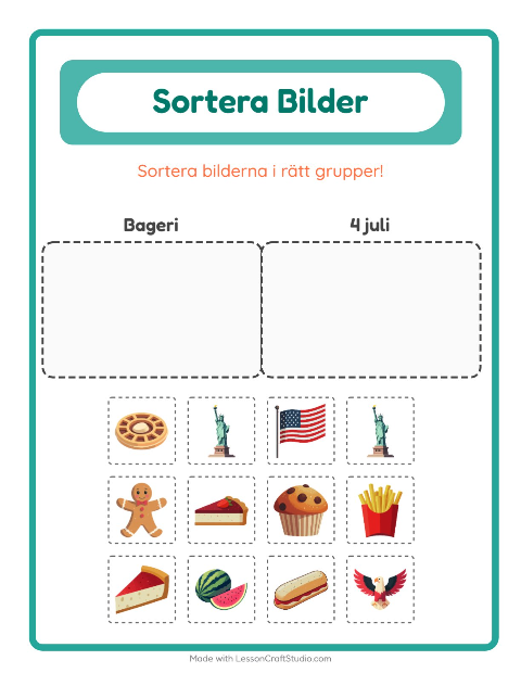 Bildsortering: Bageri och 4 juli