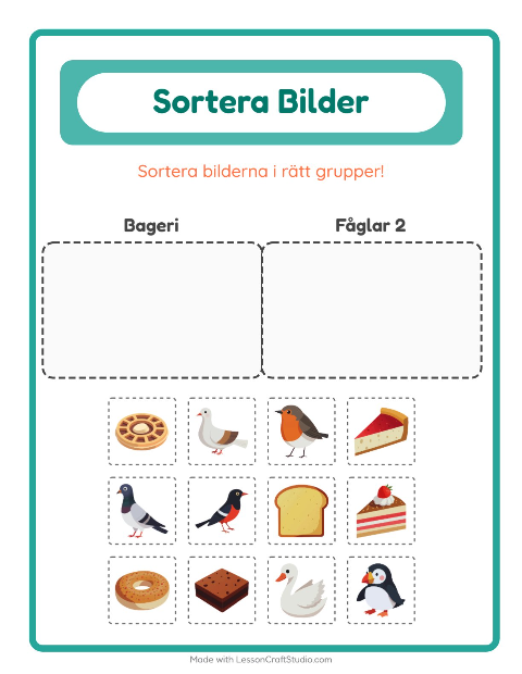 Bildsortering: Bageri och Fåglar 2